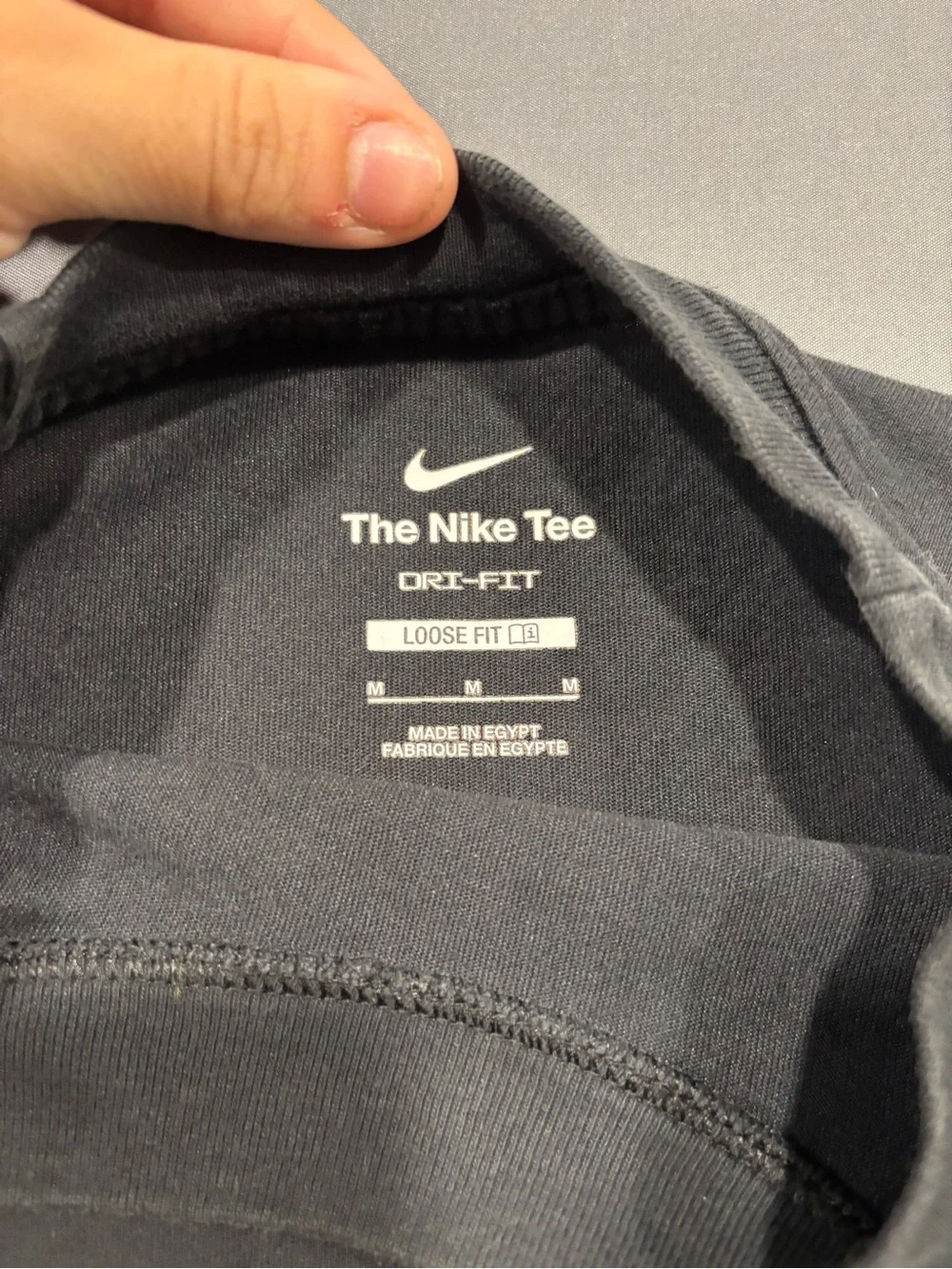 Nike Black Cropped Tee with White Swoosh and Lettuce Hem